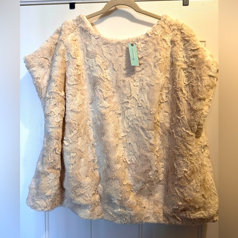 Maeve by Anthropologie Crème Faux Fur Shirt/Vest, 3X